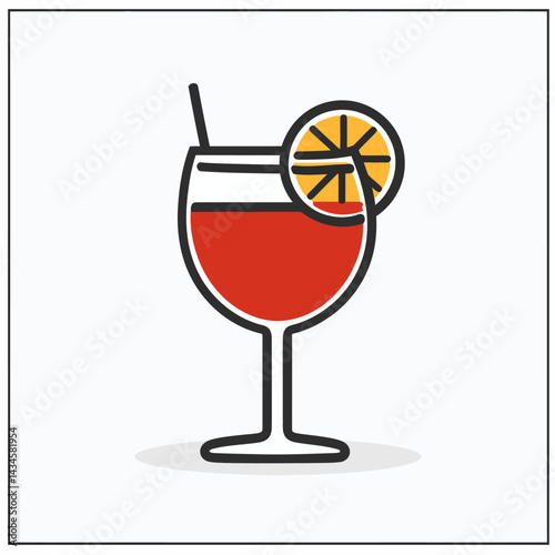 Sangria - Vector icon, isolated on white background  -  