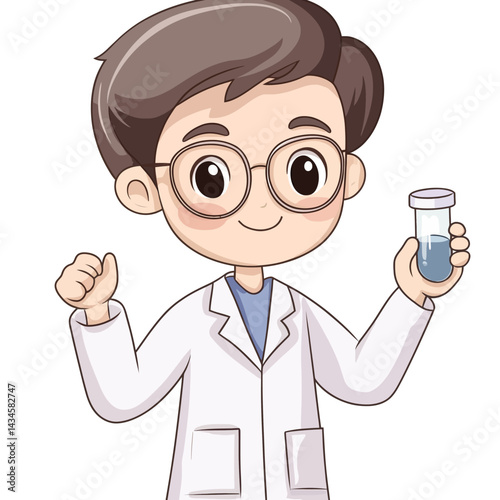 Scientist - Vector icon, isolated on white background  -  