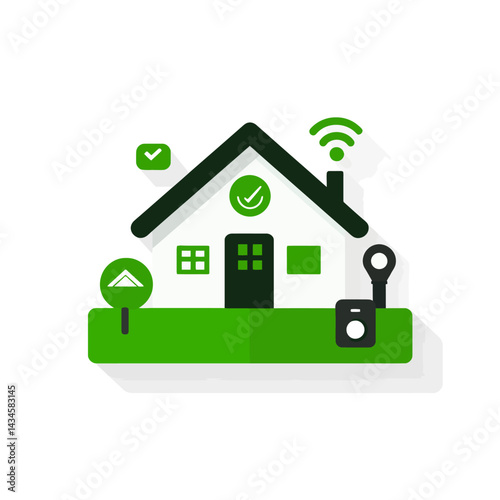 Smart Home - Vector icon, isolated on white background  -  