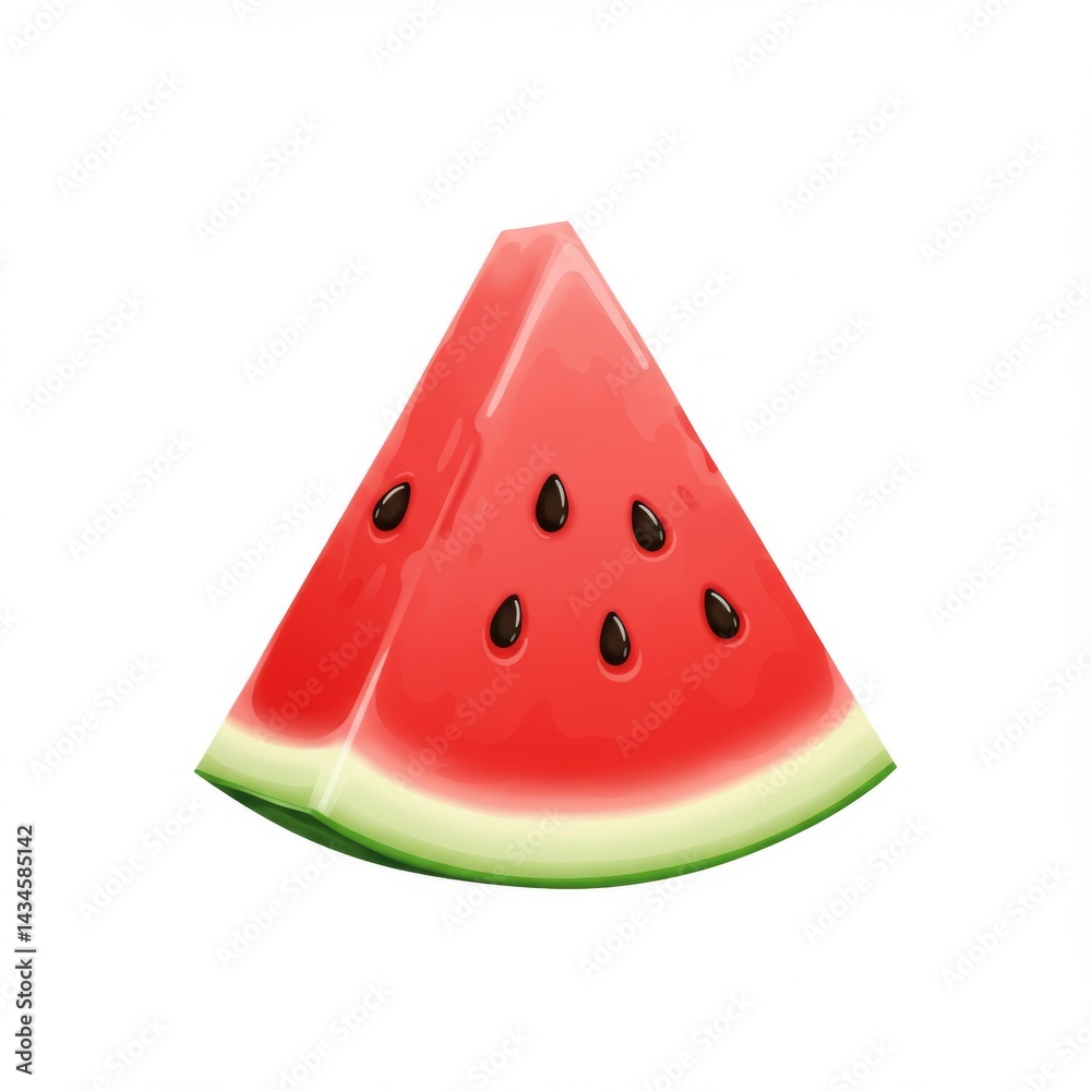 Red Watermelon Slice on White Background Red Watermelon Slice on White Background