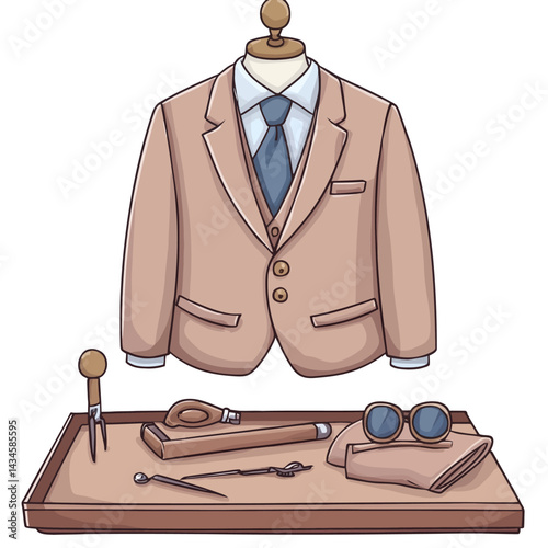 tailor - Vector icon, isolated on white background  -  