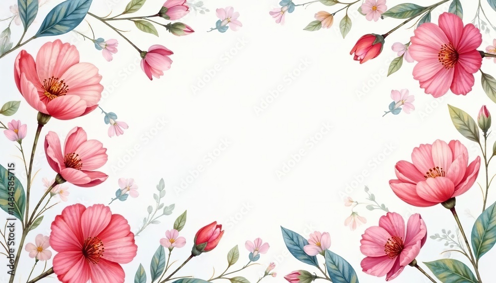 Fototapeta premium Delicate watercolor floral pattern, perfect for spring flyer design , pattern, blossom