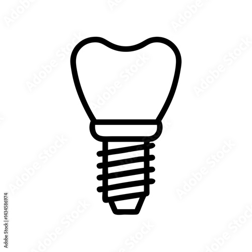 Dental tooth implant illustration on a white background, icon, vector  