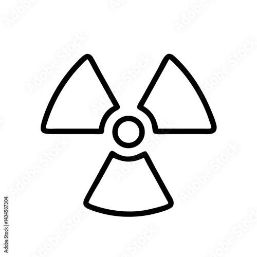 Radiation symbol outline graphic in minimalist style, icon, vector  
