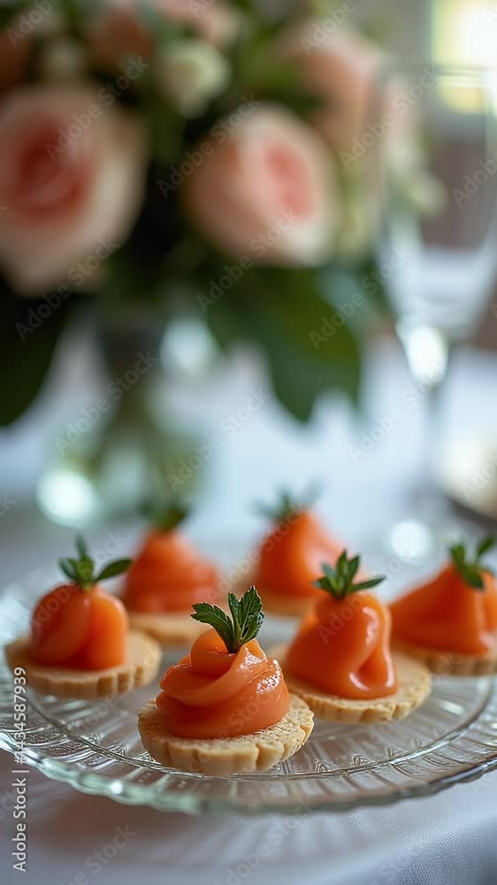 Small Appetizers Served on a Tray During a Social Gathering or Event Reception