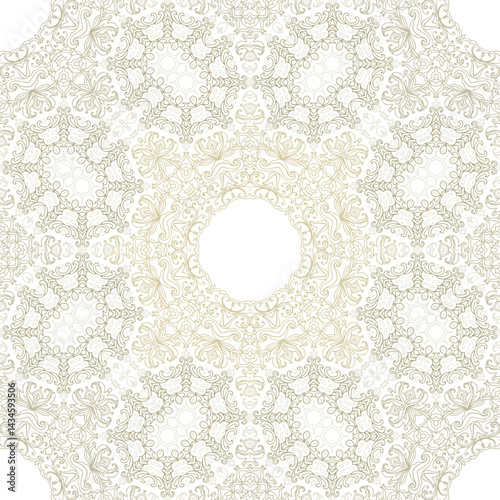 Golden ornamental seamless vector pattern, medieval, oriental style