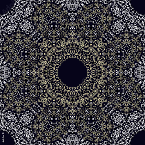 Golden ornamental seamless vector pattern, medieval, oriental style