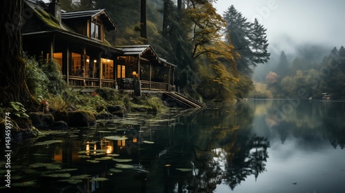 A serene lake mirrors the green forest and blue sky, a perfect nature reflection