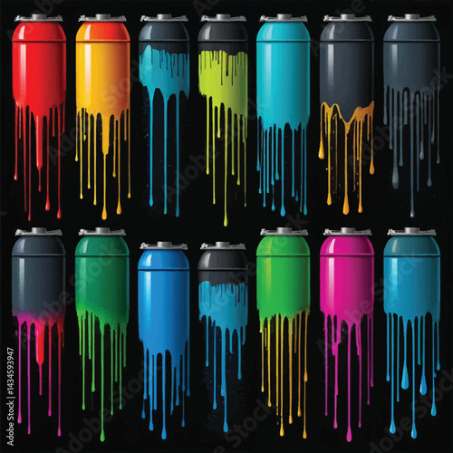 Spray Paint Banner, Vector Lines, Abstract Drips