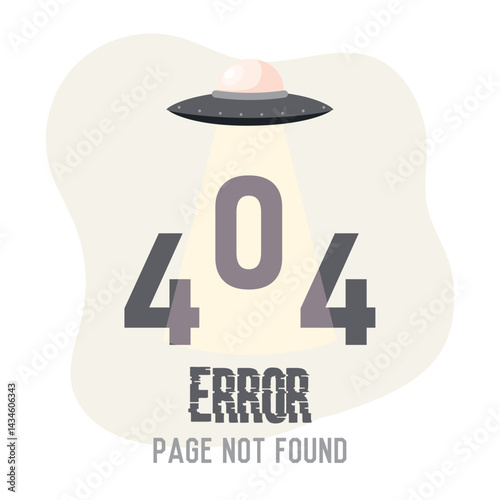 UFO beaming 404 error. Vector