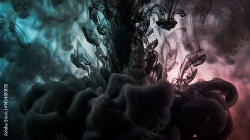 Abstract ink swirling in vibrant colors against a dark backdrop  