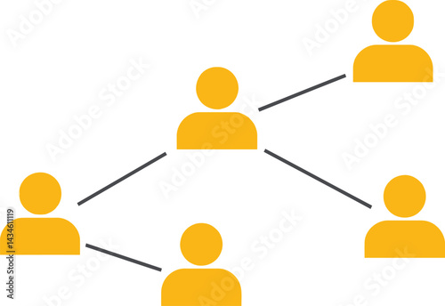 Network connection social group icons with linked human figures in yellow vector illustration design 