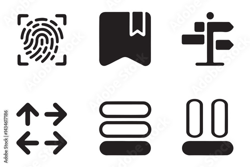 Simple Black Icons Set for Digital Interface Design