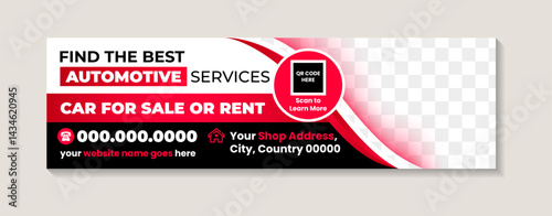 Car for sale or rental promotion social media post banner template. automotive modern banners with space for photo. Business horizontal page design. Modern cover with red and black colors
