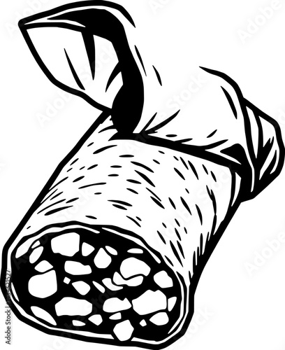 Line Art Illustration Of A Whole Fish On A Plate
