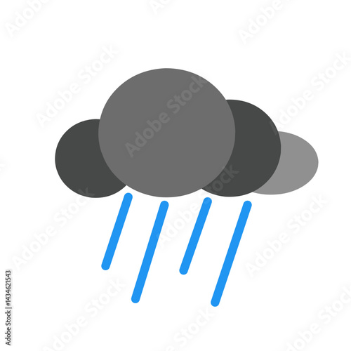 weather forecast icon, gray cloud rain.