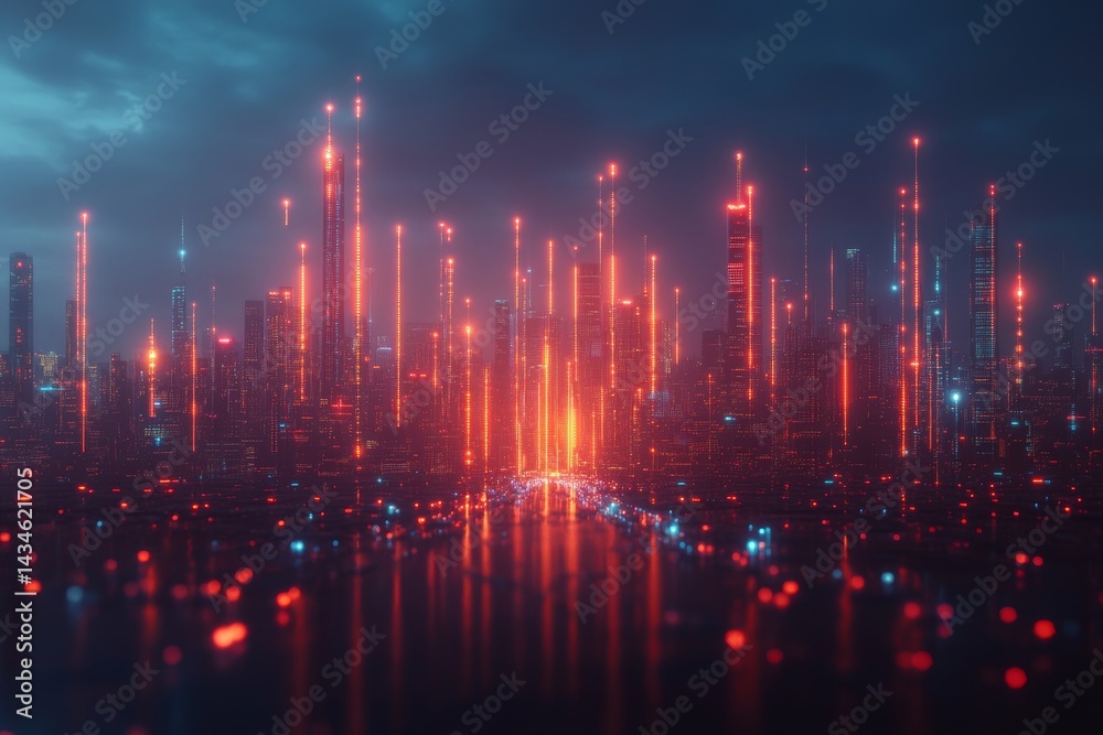 A dynamic digital graph with vibrant colors is used by a futuristic interface to display market data, analysis trends, and financial growth A dynamic digital graph with vibrant colors is used by a futuristic interface to display market data, analysis trends, and financial growth