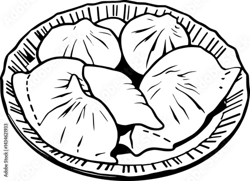 A Plate Of Steamed Dumplings A Delicious Asian Cuisine Illustration