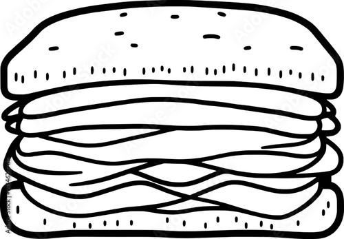 Simple Line Drawing Of A Delicious Sandwich