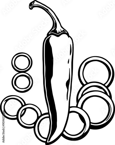 Line Art Illustration Of A Sesame Seed Bagel