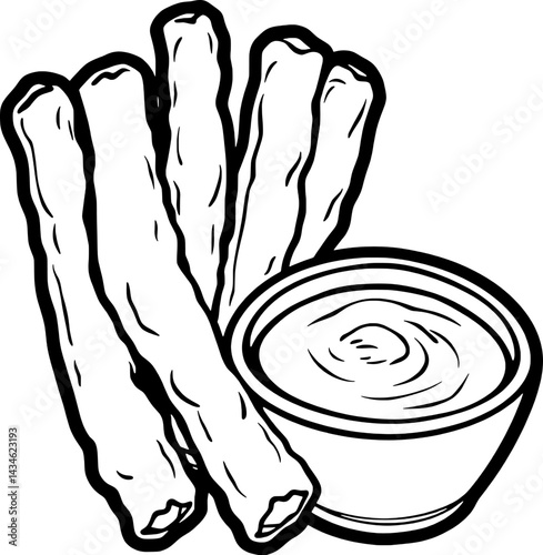 Simple Line Drawing Of A Rolled Pastry Sweet Treat