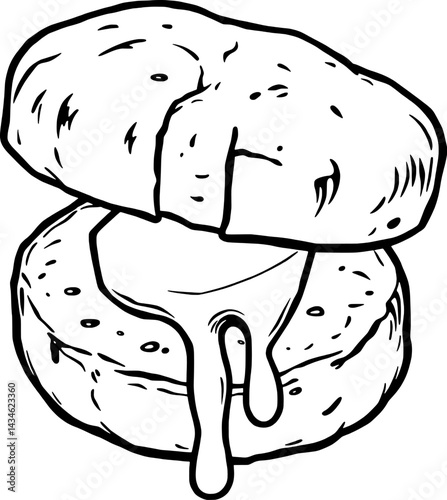 Line Drawing Of A Peanut In Its Shell Showing Two Peanuts Inside