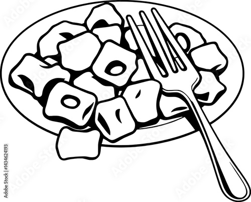 Grilled Meat Skewer Illustration A Simple Line Drawing