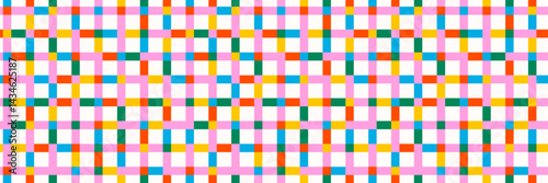 Retro colored checkerboard seamless pattern. Fun colored vintage grid background for cover, notebook, packaging.