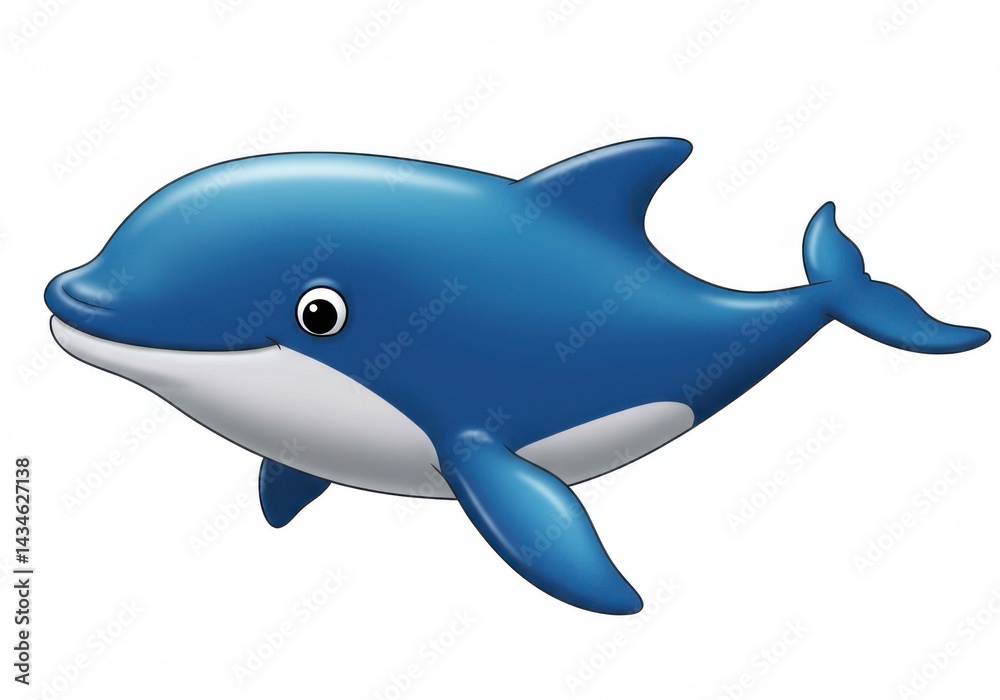Fototapeta premium Isolated cartoon dolphin illustration for kids education resource use