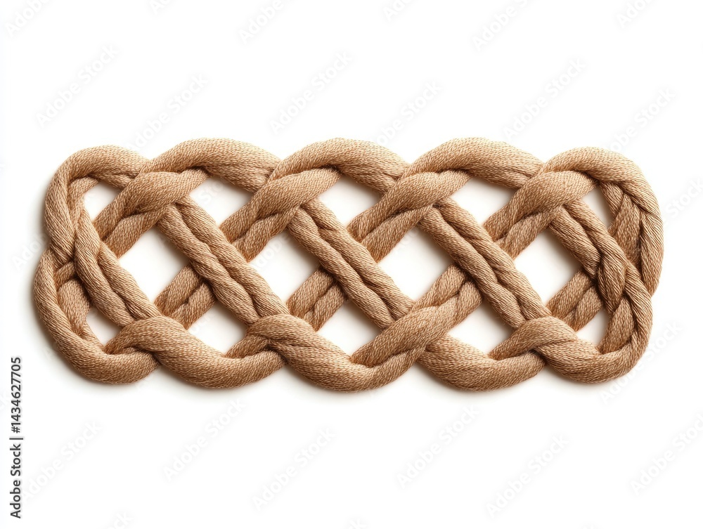 Obraz premium Beige yarn braided design, overhead view, studio shot