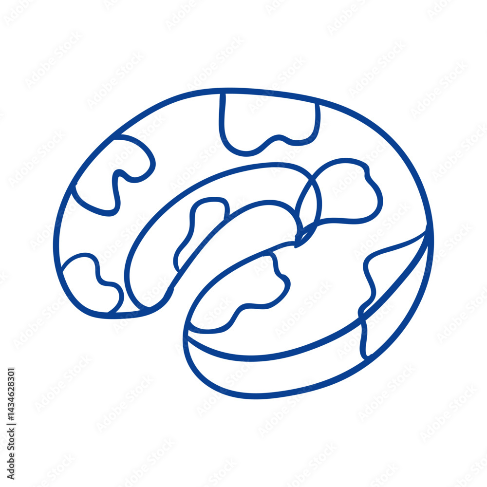 Unique abstract design of a donut shape with playful patterns and outlines Unique abstract design of a donut shape with playful patterns and outlines