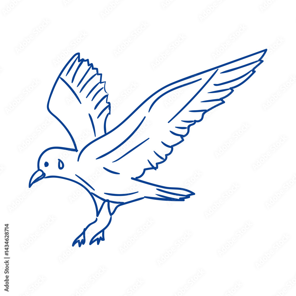 Obraz premium Bird in flight gracefully soaring through an open blue sky with a hint of clouds
