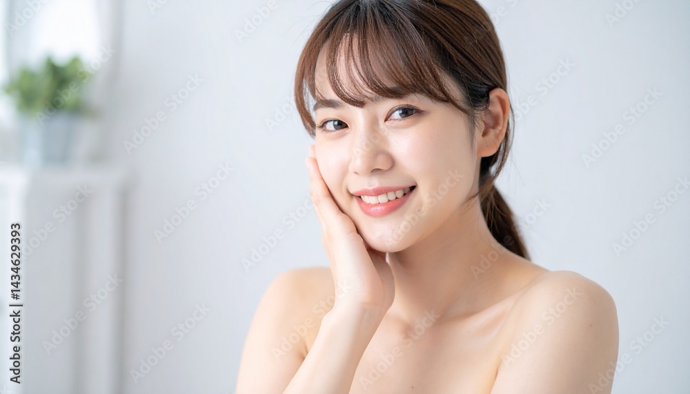 パックをする若い女性 パックをする若い女性