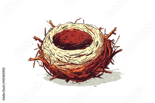 bird nest graphic straw isolated
