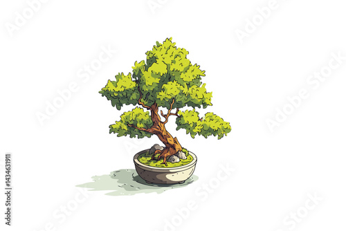 bonsai tree isometric various isolated