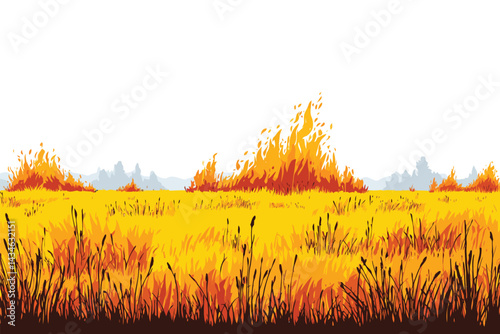 field on fire object isolated