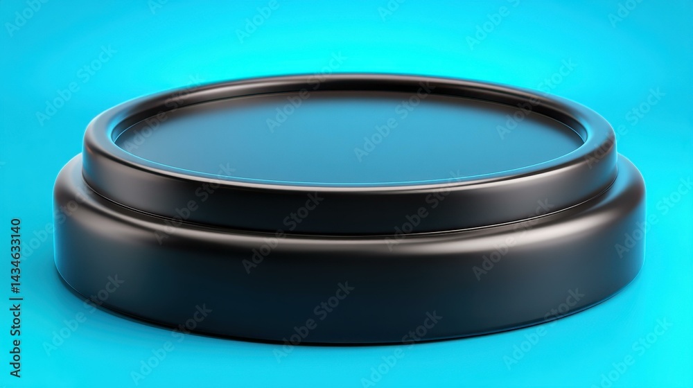 Showcase your items with a sleek dark blue podium against a blank backdrop for a modern, artistic flair in your displays.