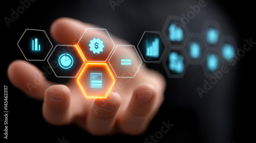 Obraz na płótnie Reach out to new frontiers with cuttingedge financial tools and analyticsyour future starts with a digital interface. w salonie