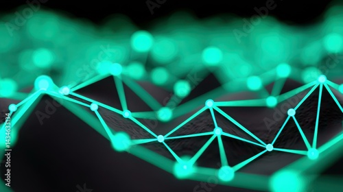 Obraz na płótnie A sleek dark gray background features a vibrant turquoise grid, symbolizing the flow of digital data in modern tech. w salonie