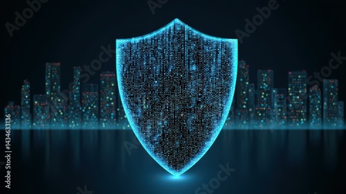 Obraz na płótnie Envision a digital city fortified by a cybersecurity shield, representing safety and crime prevention in a tech world. w salonie