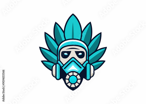 Masked Leafy Figure: A striking illustration of a figure in a mask, encircled by a leaf, with a stylized and contemporary design that embodies a sense of mystery and symbolism. 