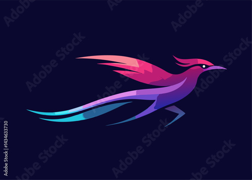 Swift Bird Emblem: A dynamic illustration of a swift bird in full flight, a symbol of speed and freedom against a dark, captivating backdrop.