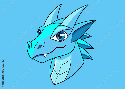 Cute Baby Blue Dragon: An adorable baby dragon with light blue scales and bright eyes. Its friendly expression makes it perfect for children's books, websites.