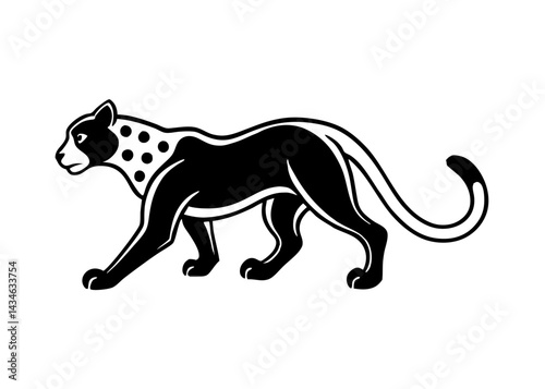 Elegant Leopard Silhouette: A sleek, minimalist silhouette of a leopard strides confidently, its distinctive spots adding a touch of wild grace.  