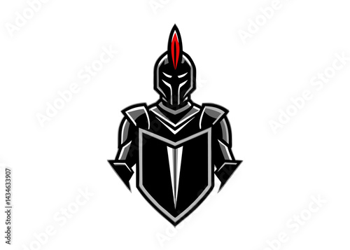 Valor Embodied: A strong emblem of a stoic knight in full armor. The illustration captures strength, courage, and the spirit of unwavering protection. 
