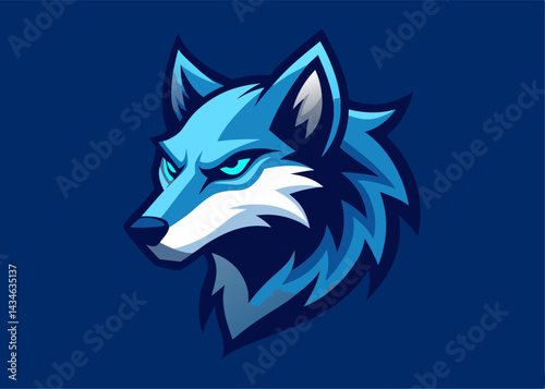 Ice Wolf Graphic: A striking illustration of a stern-faced wolf, rendered in cool shades of blue, exudes a sense of untamed spirit and arctic beauty.