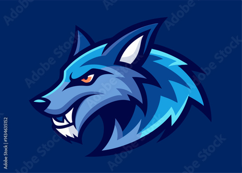 Ferocious Lone Wolf: A sleek and intense wolf, depicted in a stylized illustration against a backdrop of deep blues, embodying a spirit of wilderness, cunning, and strength.