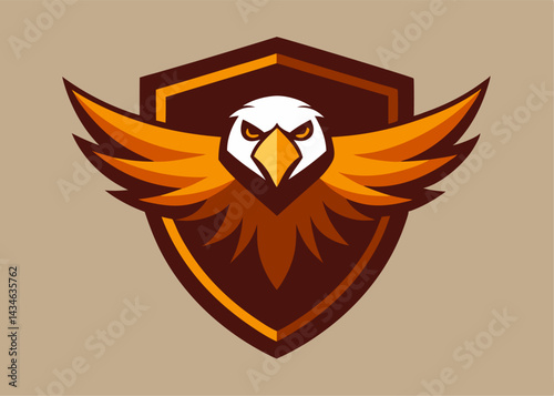 Majestic Eagle Emblem: A formidable eagle, rendered in bold, golden hues, spreads its wings within a shield, conveying strength, protection, and freedom.
