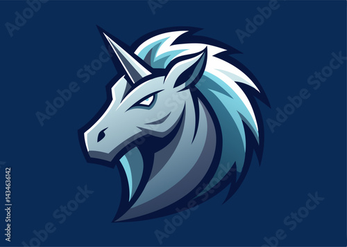 Mystical Unicorn Icon: A stoic, majestic unicorn in profile, poised against a serene backdrop. Rendered with intricate detail. A symbol of purity and fantasy.