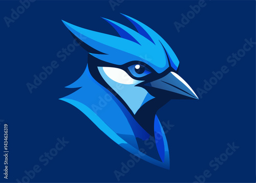 Majestic Blue Jay: A striking close-up of a Blue Jay's head, showcasing the bird's vibrant plumage against a dark blue background. The intricate details highlight the beauty of avifauna. 